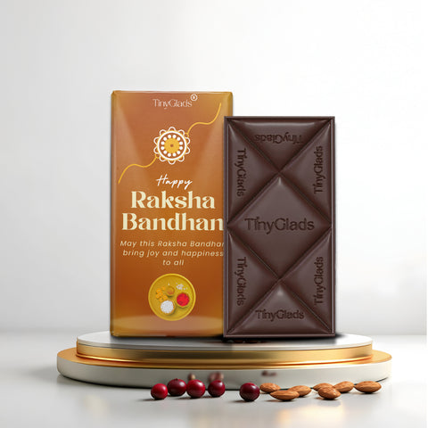 TinyGlads Happy Raksha Bandhan Chocolate Bar | Almond & Cranberry | 80g
