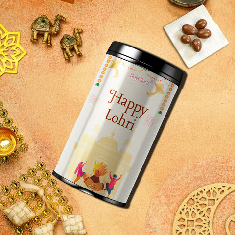 TinyGlads Golden Lohri Chocolate Truffle Jar | 12 Assorted Truffles