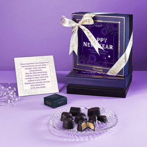 TinyGlads Purple New Year Chocolate Gift Box | 9 Gourmet Truffles