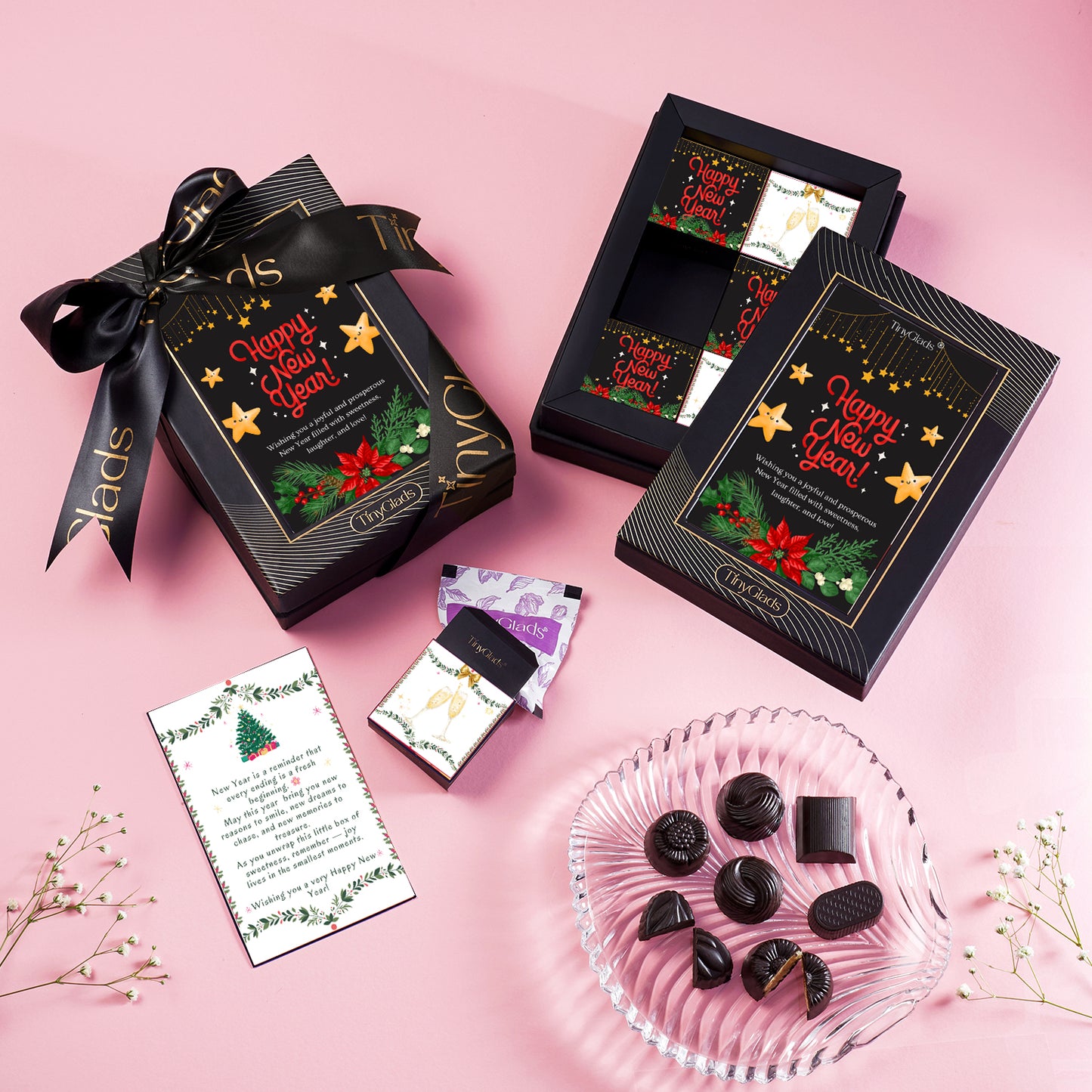 TinyGlads Midnight Blue New Year Chocolate Gift Box | 6 Gourmet Truffles