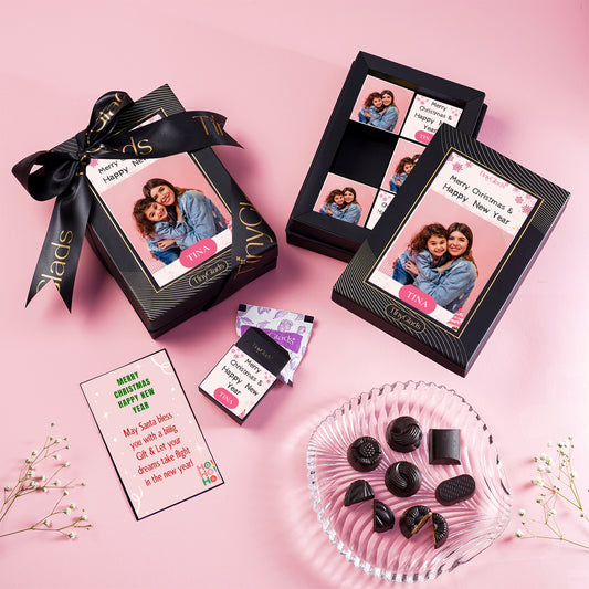 TinyGlads Custom Photo New Year Chocolate Gift Box | 6 Gourmet Truffles