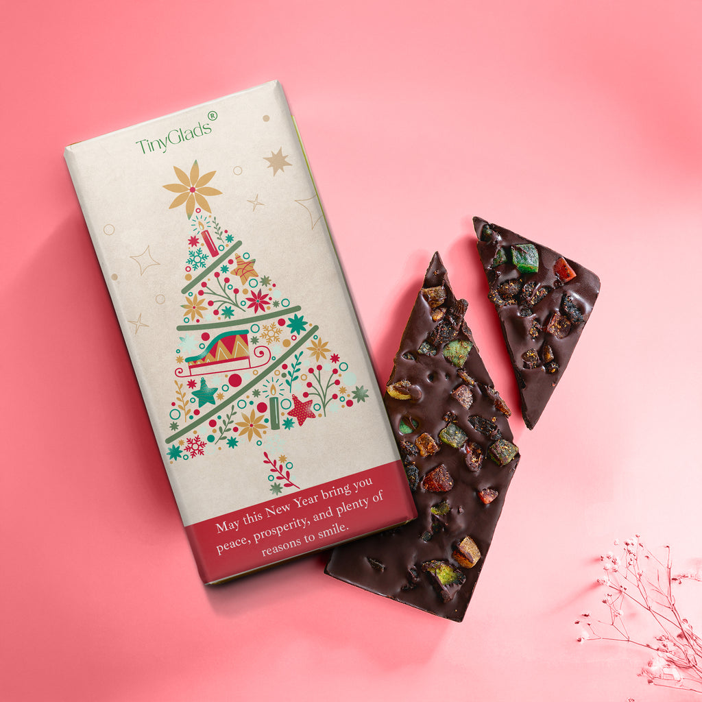 TinyGlads Christmas & New Year Chocolate Bar Gift Box | 2 Gourmet Chocolate Bars