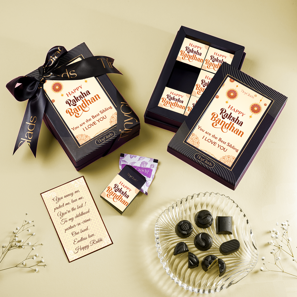 TinyGlads Rakhi Wishes Chocolate Gift Box | 6 Gourmet Truffles