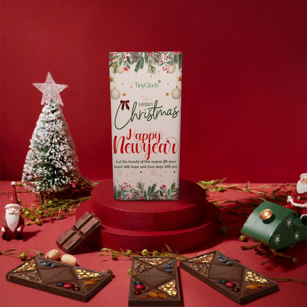 TinyGlads Evergreen Wishes Chocolate Bar | Christmas & New Year Collection | 80g