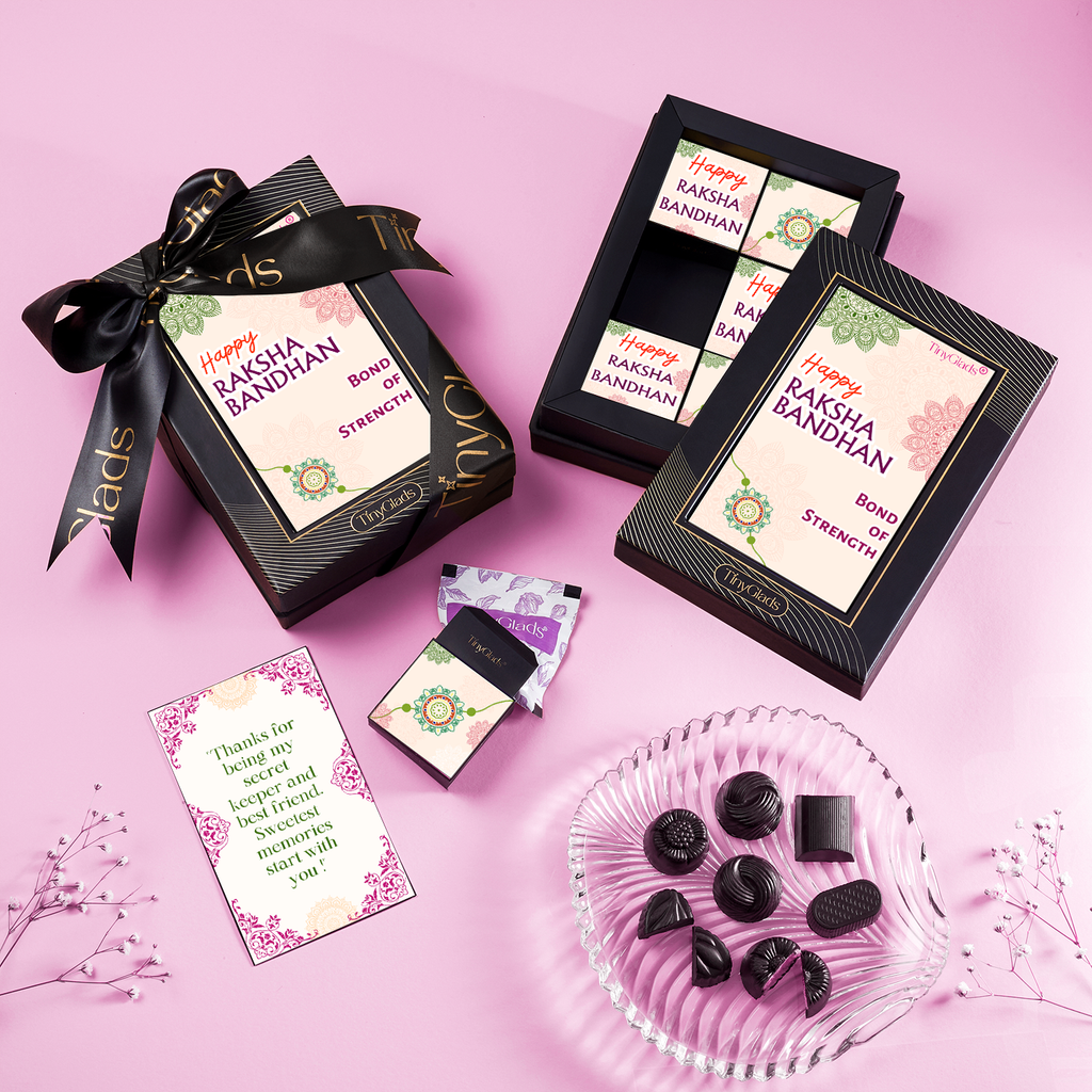 TinyGlads Rakhi Keepsake Chocolate Photo Frame Box | 6 Assorted Truffles