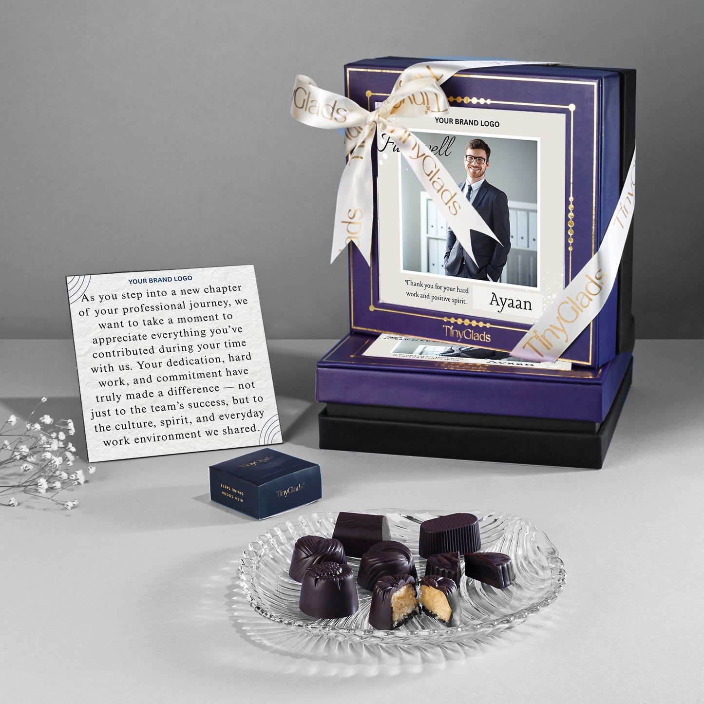 Custom Farewell Chocolate Box for Employees | 9 Pc Premium Collection