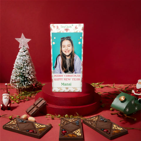 TinyGlads Personalized Holiday Memories Chocolate Bar | Custom Photo | 80g