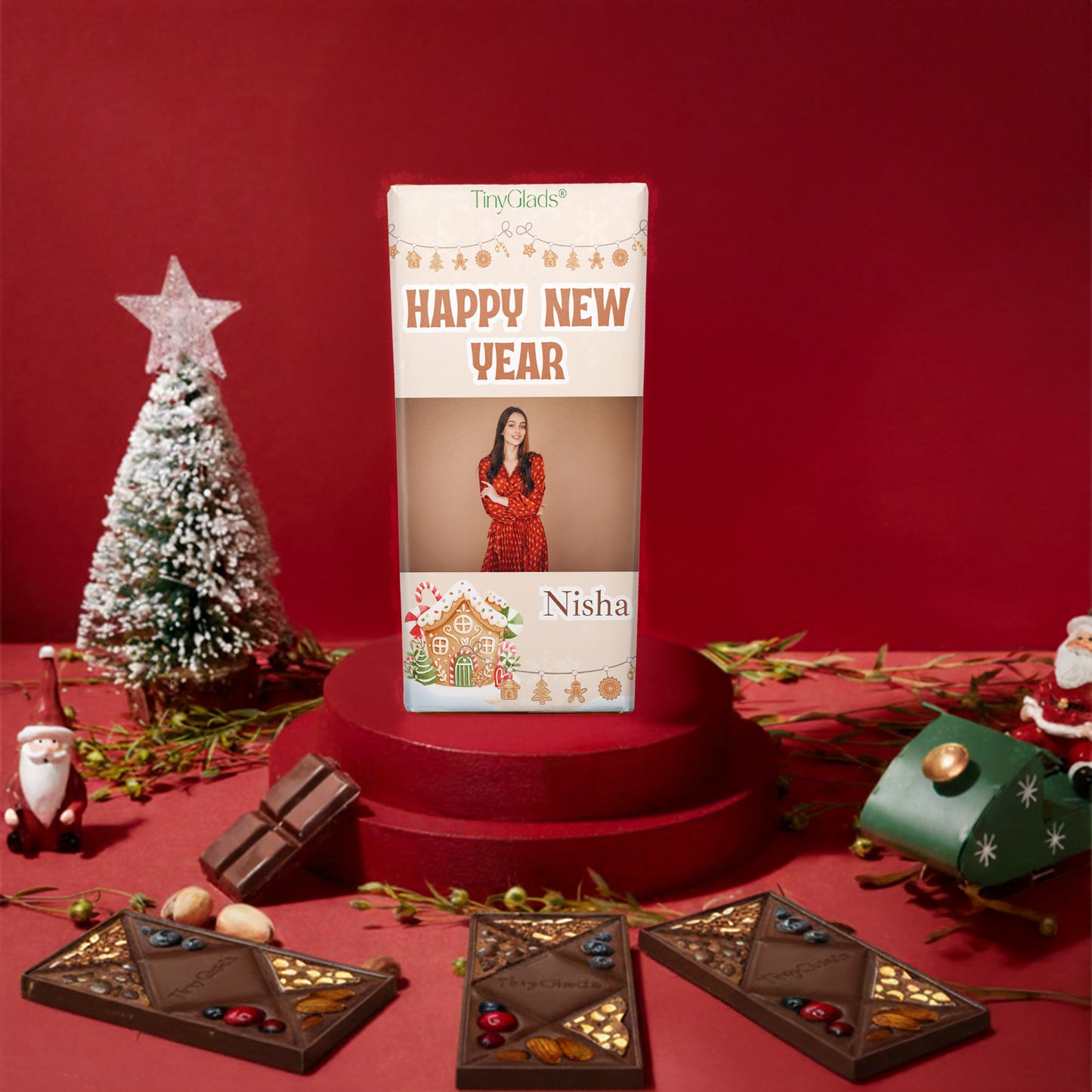 TinyGlads Personalized Holiday Wishes Chocolate Bar | 80g