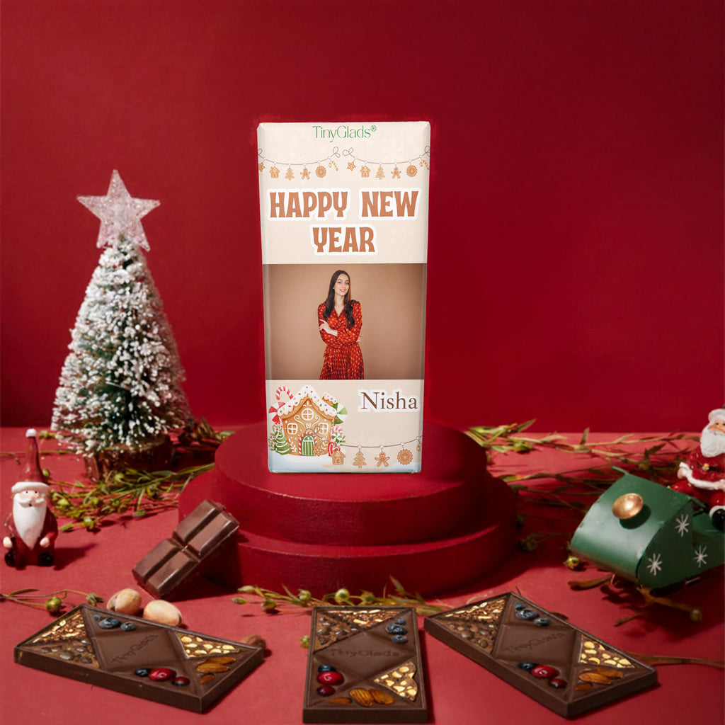 TinyGlads Personalized Holiday Wishes Chocolate Bar | 80g