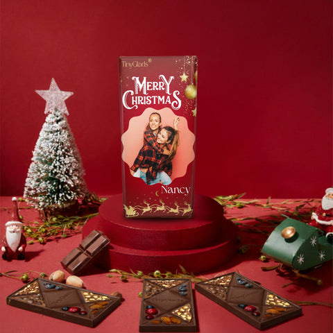TinyGlads Festive Photo Chocolate Bar | Custom Gift | 80g