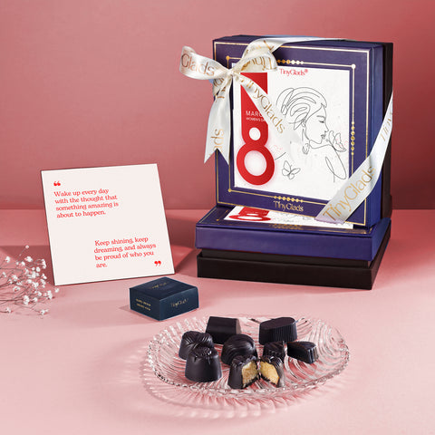 TinyGlads Happy Women's Day Chocolate Gift Box | 9 Premium Truffles