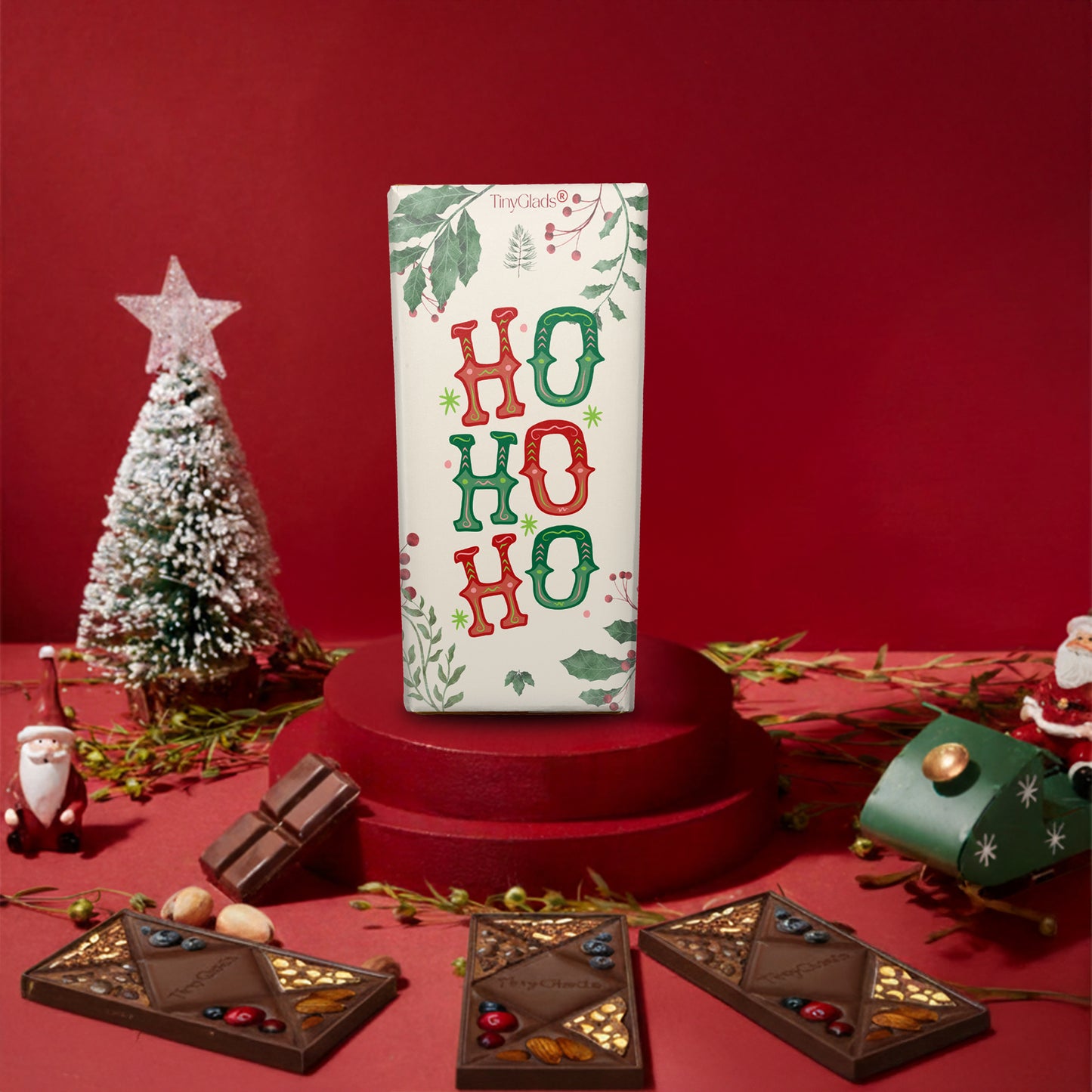 TinyGlads Holly Cheer Chocolate Bar | Holiday Edition | 80g