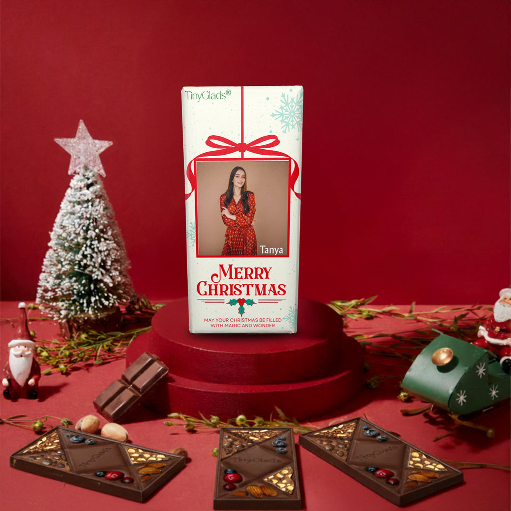 TinyGlads Merry Christmas Photo Chocolate Bar | Personalized | 80g