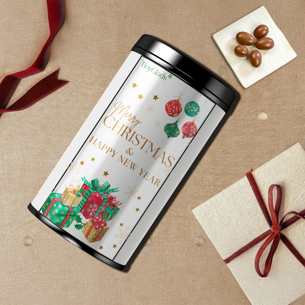 TinyGlads Merry Christmas & Happy New Year Chocolate Truffle Jar | 12 Assorted Chocolates | 250g