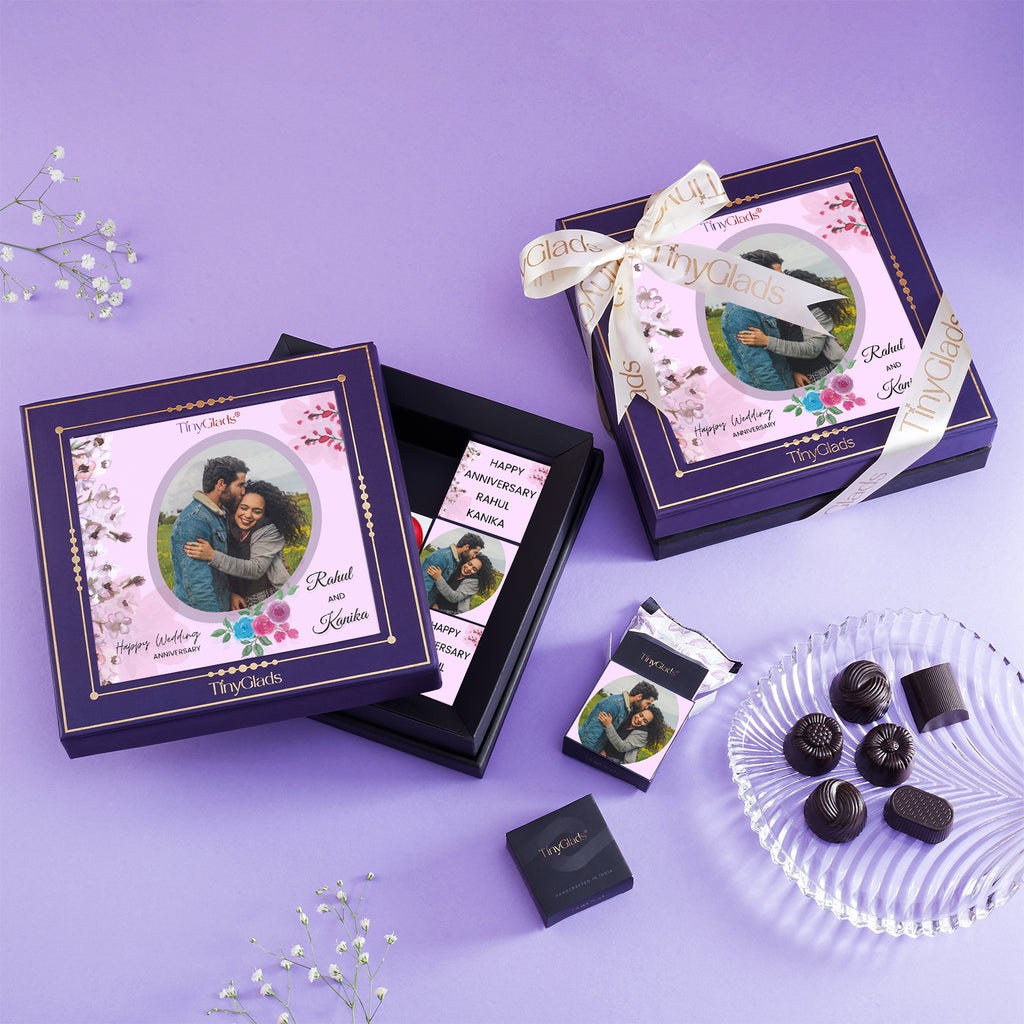 Beautiful Anniversary Chocolates Personalized with Photo