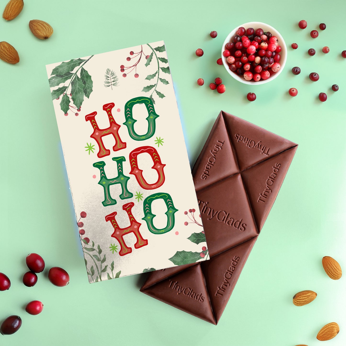 TinyGlads Christmas Chocolate Gift Box | 9 Gourmet Truffles & Chocolate Bar
