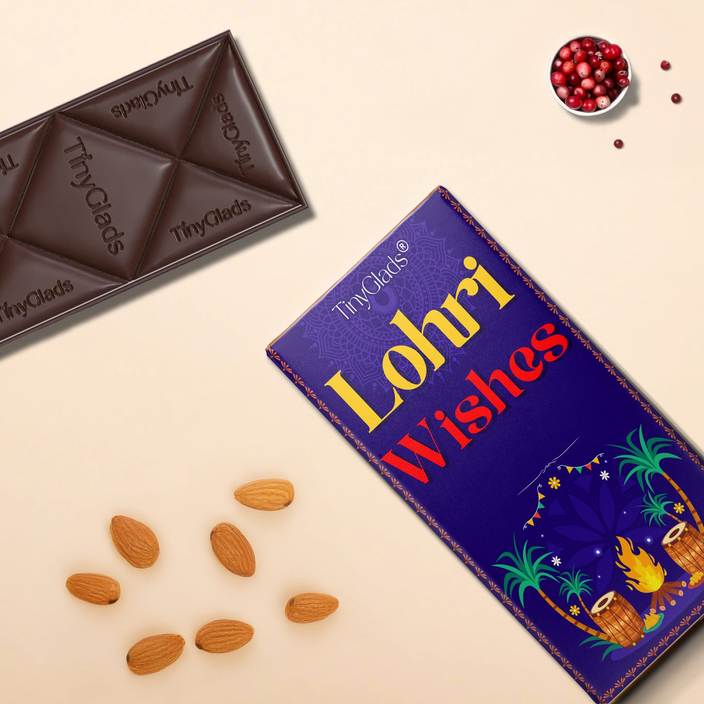 TinyGlads Lohri Wishes Premium Chocolate Bar | 80g