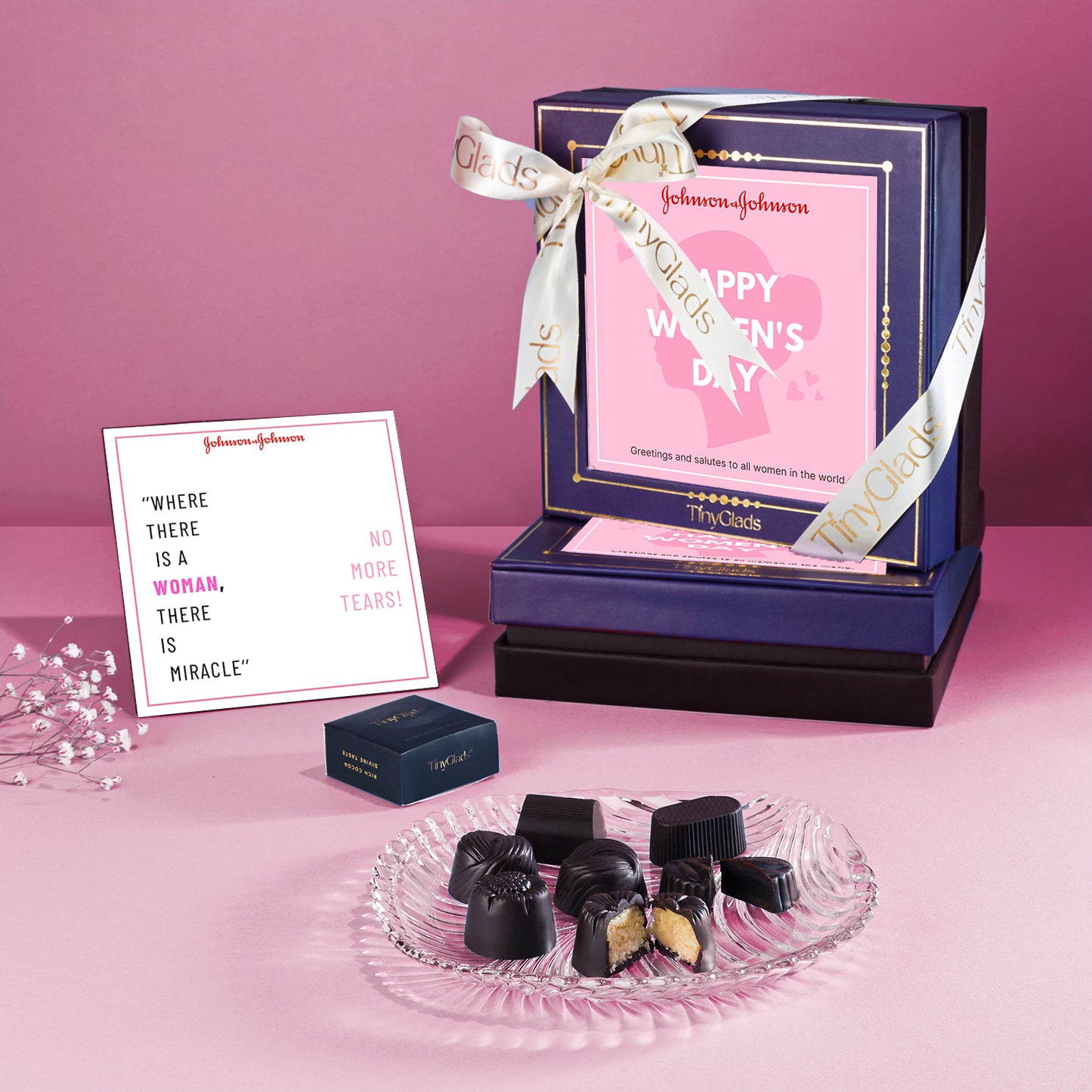 TinyGlads Personalized Corporate Women's Day Chocolate Gift Box | 9 Gourmet Truffles