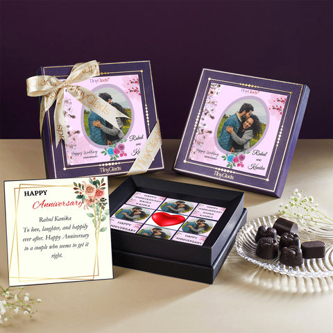 Beautiful Anniversary Chocolates Personalized with Photo