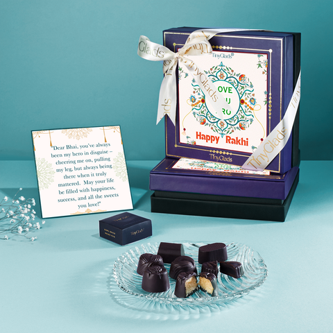TinyGlads Love You Bro Rakhi Chocolate Gift Box | 9 Handcrafted Truffles
