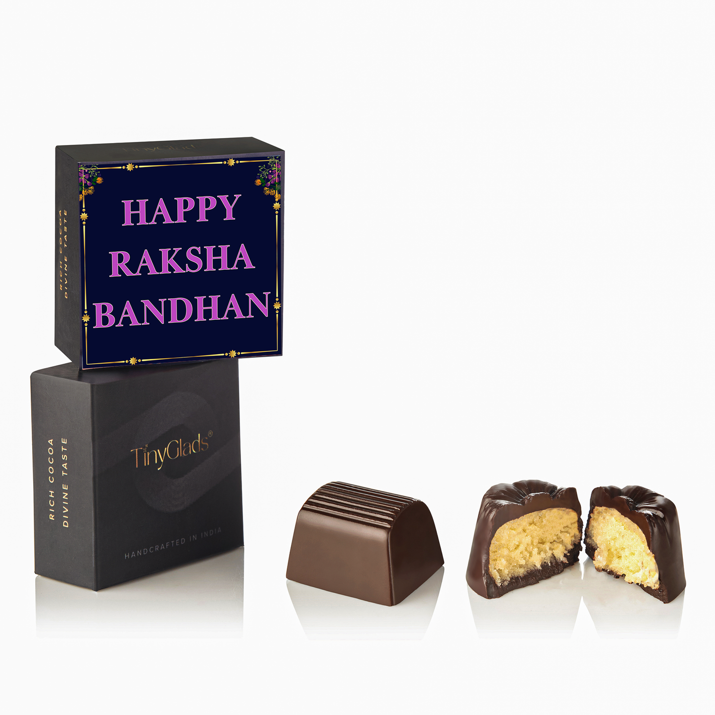 TinyGlads Royal Red Rakhi Chocolate Gift Box | 12 Gourmet Truffles