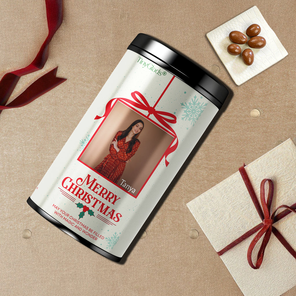 TinyGlads Christmas Snapshot Chocolate Jar | Personalized Photo Gift | 12 Assorted Chocolates