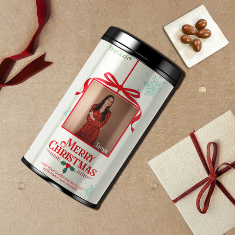TinyGlads Christmas Snapshot Chocolate Jar | Personalized Photo Gift | 12 Assorted Chocolates