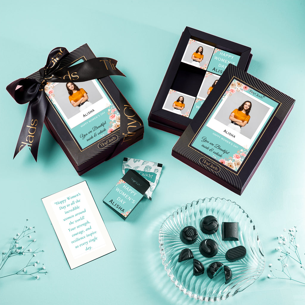 TinyGlads Custom Women's Day Keepsake Chocolate Gift Box | 6 Center-Filled Truffles