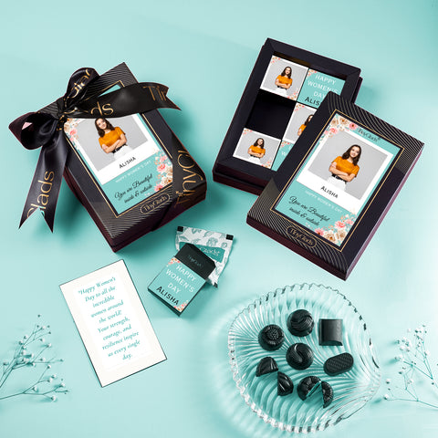 TinyGlads Custom Women's Day Keepsake Chocolate Gift Box | 6 Center-Filled Truffles