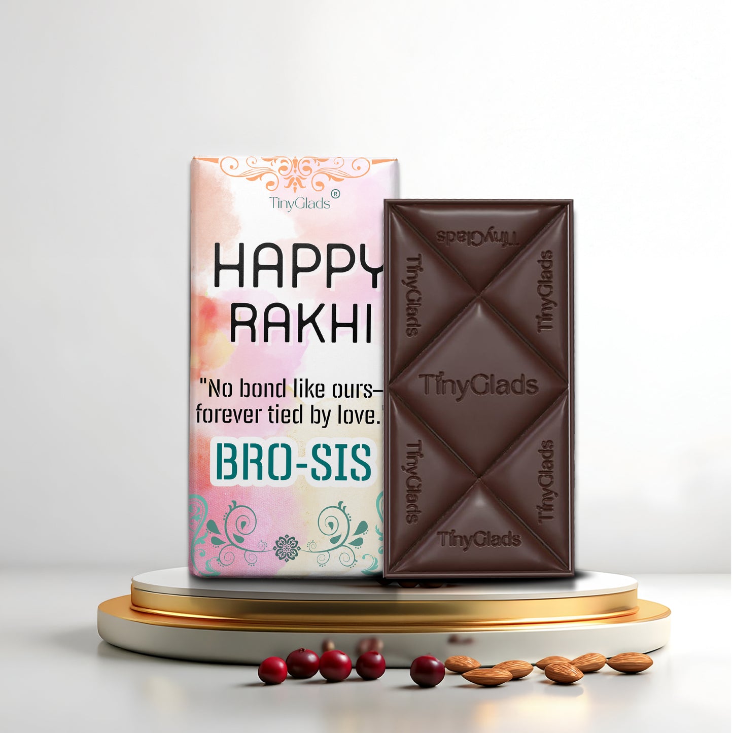 TinyGlads Bro-Sis Rakhi Chocolate Bar | Premium Festive Gift | 80g