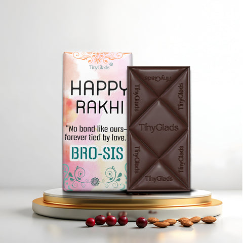 TinyGlads Bro-Sis Rakhi Chocolate Bar | Premium Festive Gift | 80g