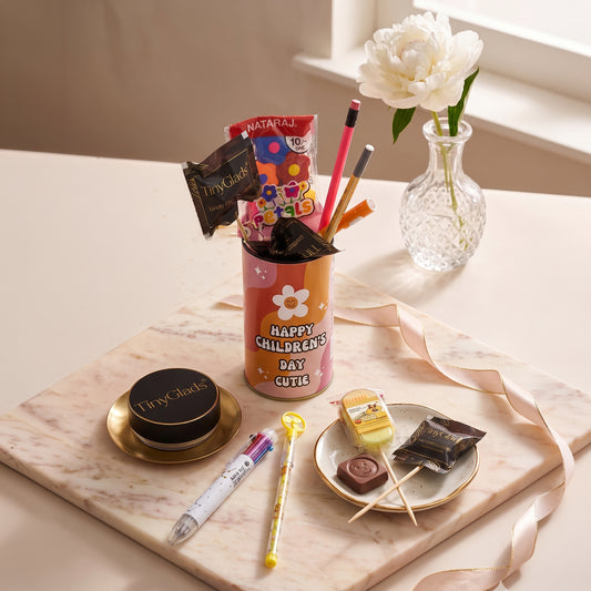 TinyGlads Children's Day Fun & Treats Gift Jar | Chocolates & Stationery