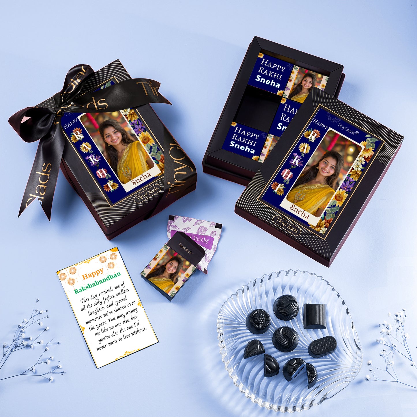 Chocolate Rakhi Gift Hamper for Brother – Custom Message & Designer Rakhi