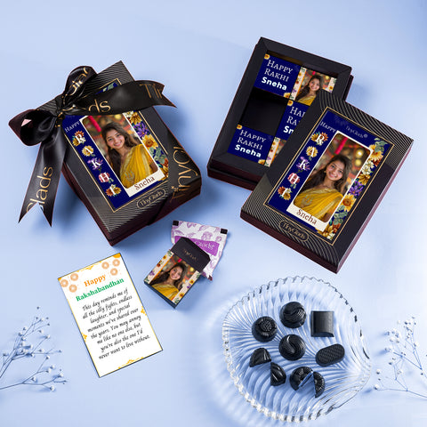 Chocolate Rakhi Gift Hamper for Brother – Custom Message & Designer Rakhi