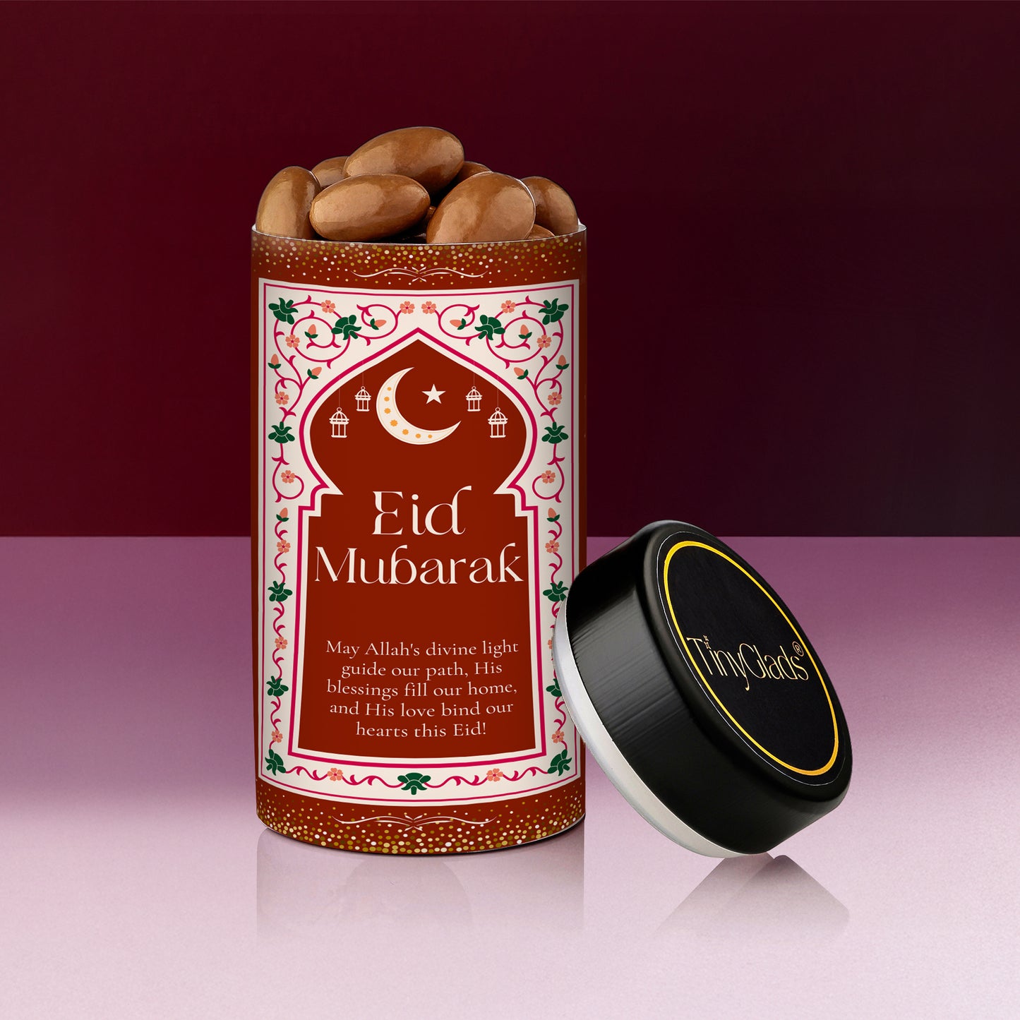 TinyGlads Eid Delight Chocolate Gift Box | 1 Chocolate Jar & 6 Handcrafted Truffles