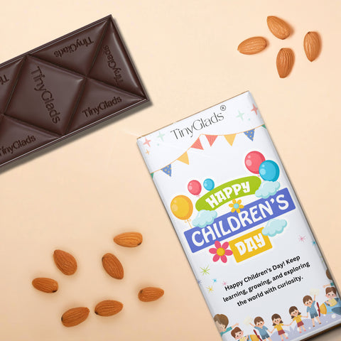 TinyGlads Happy Children's Day Chocolate Bar | Almond & Cranberry | 80g
