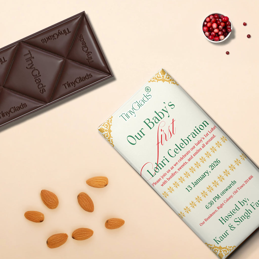 TinyGlads Personalized Baby's First Lohri Chocolate Bar | 80g