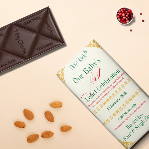 TinyGlads Personalized Baby's First Lohri Chocolate Bar | 80g