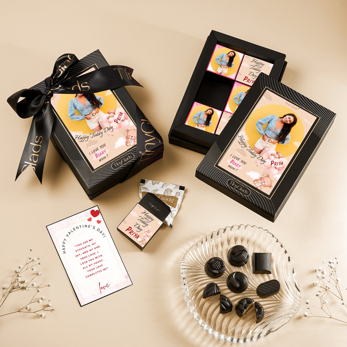 Teddy Day Personalised Memory Box - 6 Handcrafted Chocolate Truffles