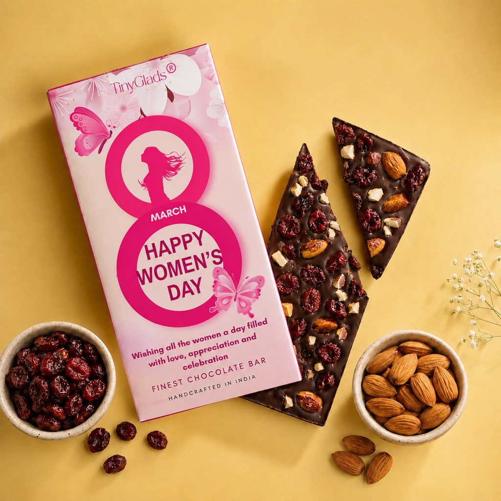 TinyGlads Women's Day Almond & Cranberry Chocolate Bar | 80g