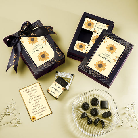 TinyGlads Women's Day Sunflower Chocolate Gift Box | 6 Assorted Center-Filled Truffles