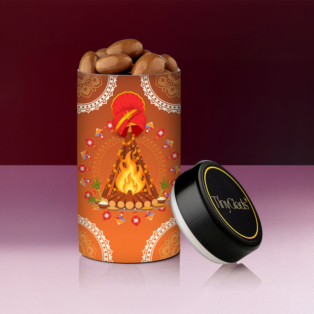 TinyGlads Lohri Delight Chocolate Gift Box | 6 Assorted Truffles & 1 Chocolate Jar