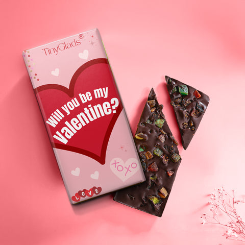 Luxury chocolate bar gift box featuring two assorted Valentine chocolate bars
