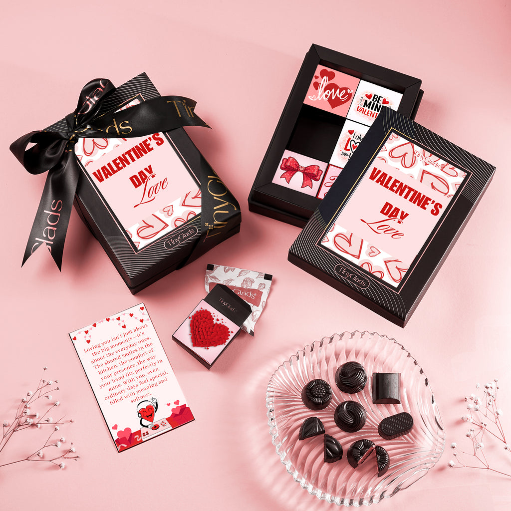 Be Mine Valentine chocolate gift box with six gourmet assorted truffles