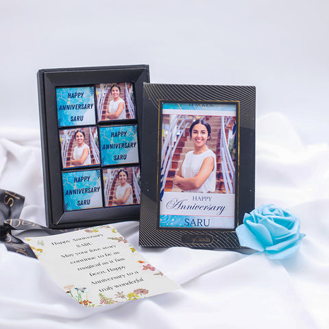 Beautiful Anniversary Chocolates Personalized with Photo