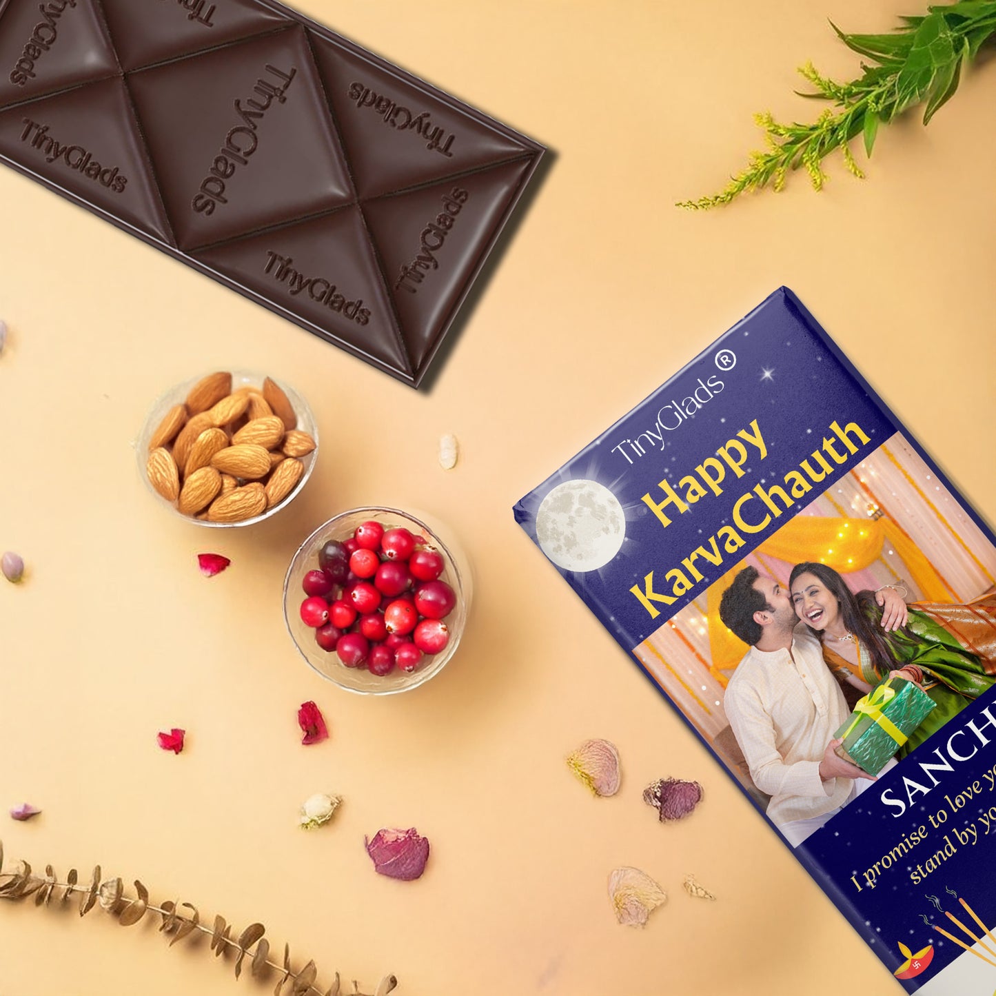 Custom Karwa Chauth Chocolate Bar with Couple Photo