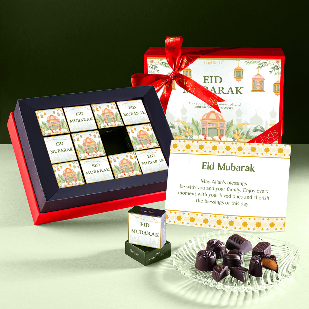 Eid Mubarak Chocolate Gift Box | 12 Assorted Centre-Filled Truffles