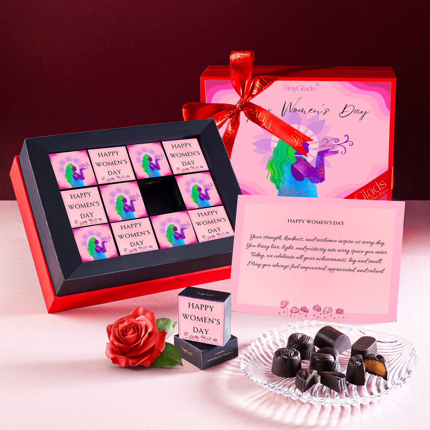 TinyGlads Women's Day Peacock Chocolate Gift Box | 12 Truffles