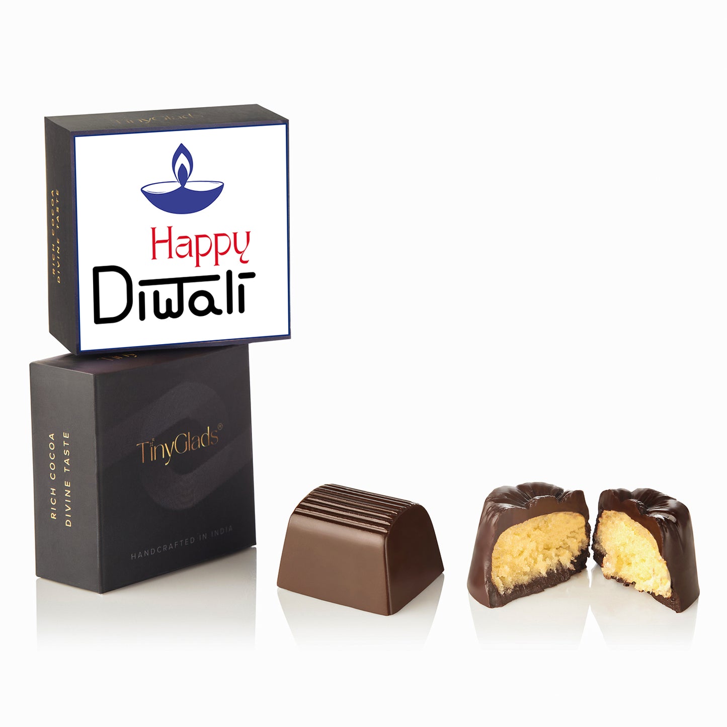 TinyGlads Personalized Diwali Corporate Chocolate Gift Box | 6 Assorted Gourmet Truffles