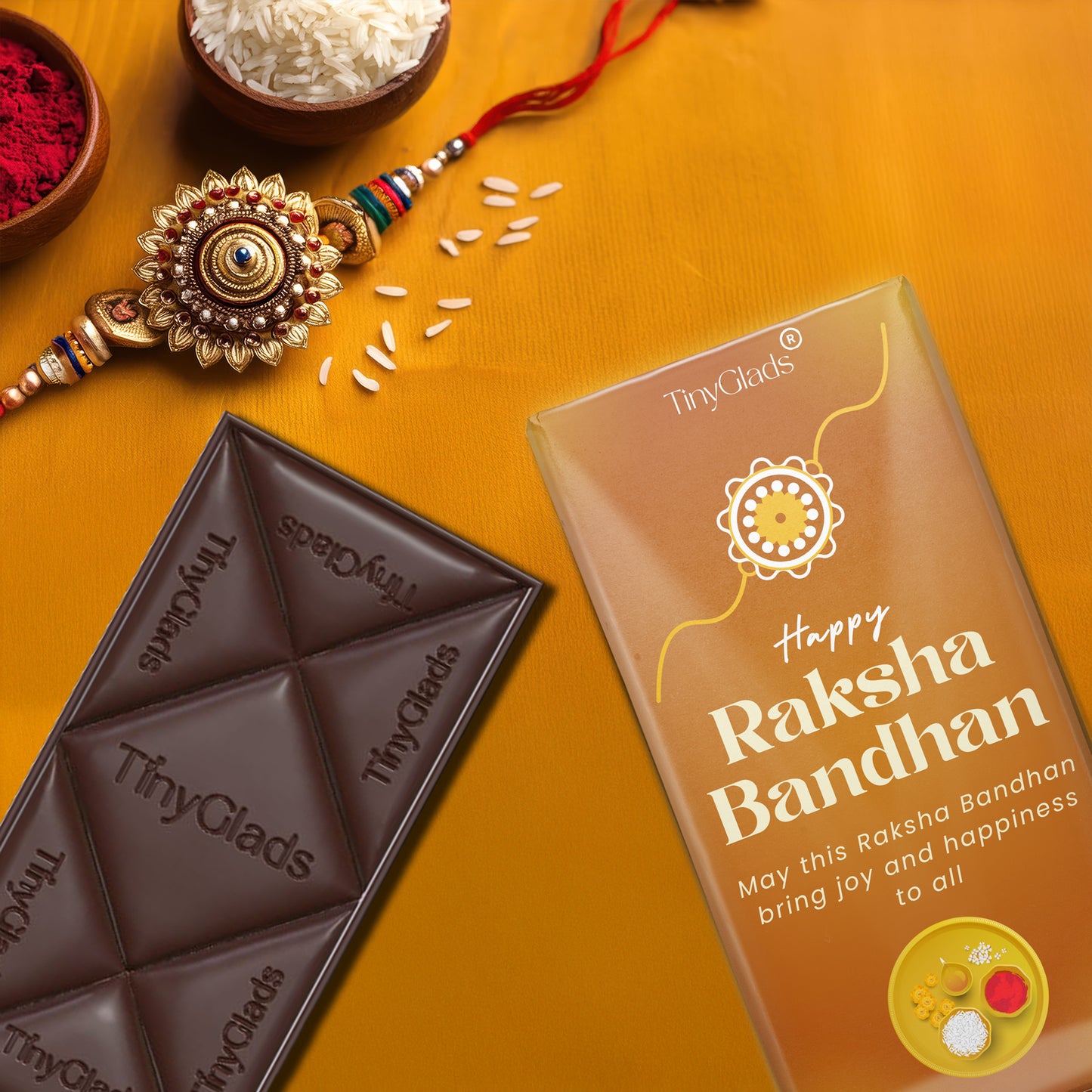 TinyGlads Happy Raksha Bandhan Chocolate Bar | Almond & Cranberry | 80g